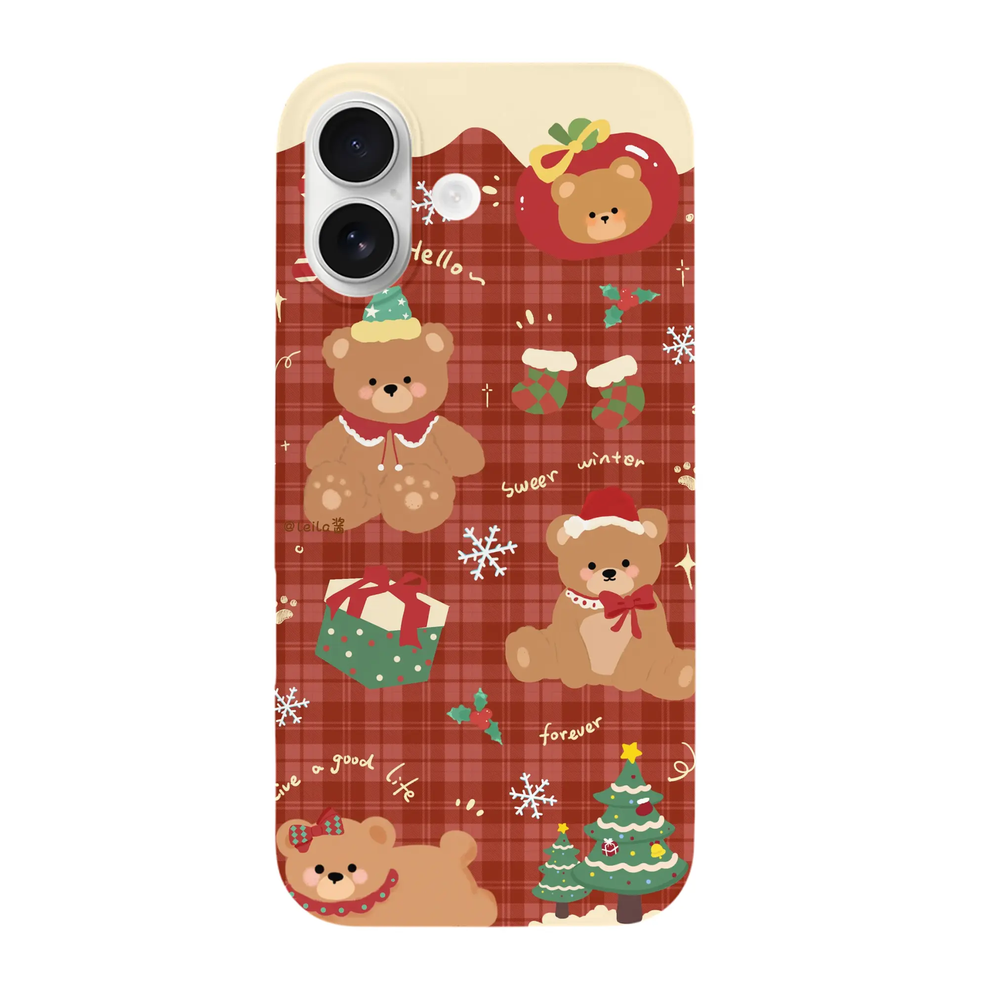 クリスマスくまスマホ｜冬限定 - iPhone 17 シリーズ シリコンケース 薄型 耐衝撃 指紋防止 ソフトタッチカバー 精密フィット 傷防止 保護ケース iPhone 17/17 Air/17 Pro/17 Pro Max 対応